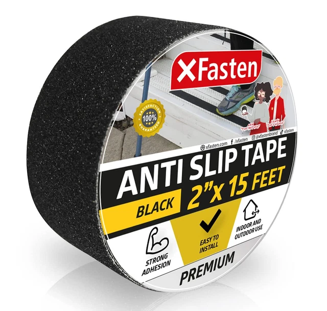 Cinta antideslizante para escaleras, negra de 2 pulgadas x 15 pies empuñaduras antideslizantes para escaleras, a