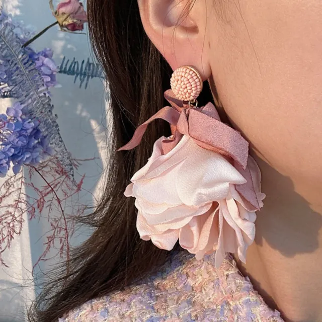 Bunt Blumen ohrringe Harz Ohr zubehör Vintage Bowknot Ohrring  Frauen