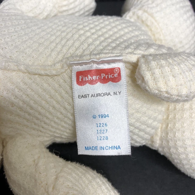 1994 Fisher Price Cozies Bear Waffle Thermal Weave Cream Plush Doll Stuffed 1226 4