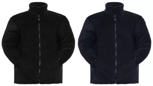 Mens Plain Padded Fleece Jacket Thick Heavy Duty Work Fleece S-5XL ANTI PILL