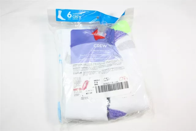 006X03 Hanes 683V6P Cool Comfort Crew Socks 6-Pack 5-9 White