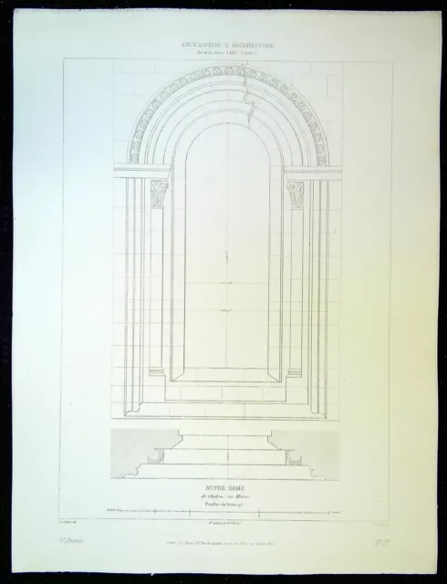Ancienne Gravure d'Architecture N. Dame de chalon sur marne fenêtre du transept