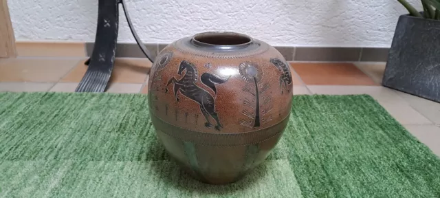 Westerwälder Studio Keramik Vase Wim Mühlendyck Salzglasur Vintage