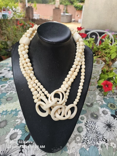 ANCIEN COLLIER ETHNIQUE Créateur Art Nouveau perle ambre EUR 16,90