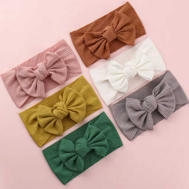 Solid Color Knitted Striped Fabric Children Hair Accessories Knot Bow Headband