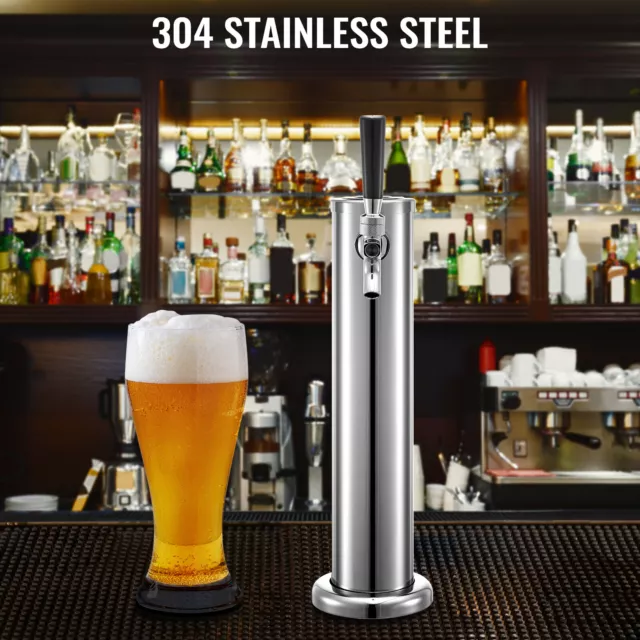 VEVOR Draft Beer Tower Dispenser 1 Tap Faucet Stainless Steel Homebrew Kegerator 2