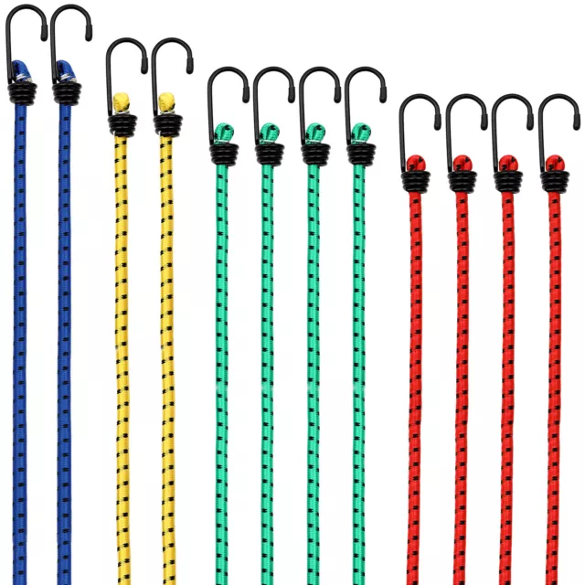 12x Tendeurs élastiques en caoutchouc, tendeurs bagage extension 95 cm x 8 mm Ø