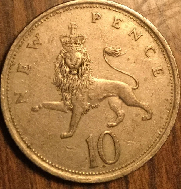 1975 Uk Gb Great Britain 10 New Pence Coin