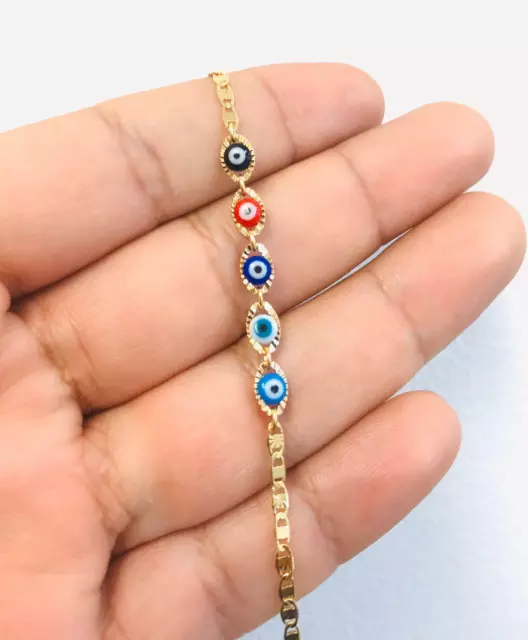 Newborn Baby/Children Boy/Girl Gold Filled Evil Eye Bracelet, Pulsera Para Bebe