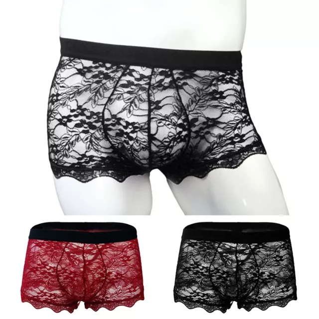 Homme Sexy Sissy Paquet Culotte Sheer Lace String sous-V??tements Lingerie Tongs