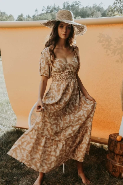 knee length dresses for ladies Free People Printed Dixie Maxi Dress – Josie's Boutique main image 0