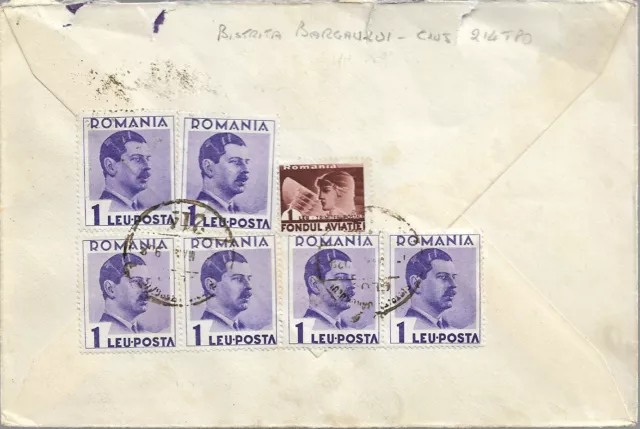 RUMÄNIEN Bistrița Bârgăului STORNIEREN AUF 1938 COVER MIT VERSCHIEDENEN BRIEFMARKEN REF 249 2
