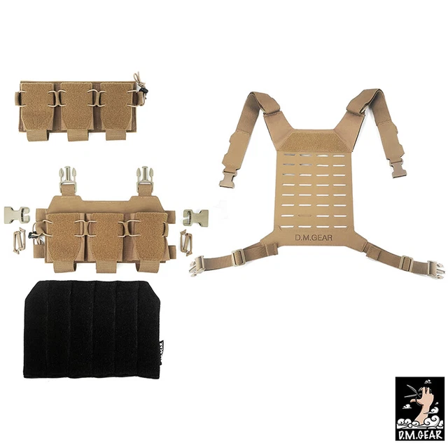 DMGEAR TACTICAL VEST MOLLE Chest Rig Set Airsoft w/ 556 Triple Mag