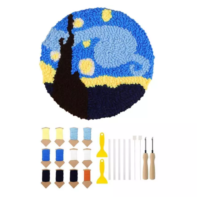 1 Set Craft Punch Needle Coaster Kit Embroidery Bule