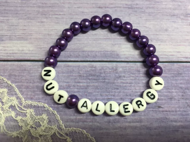 Pulsera de advertencia médica SOS alergia a las nueces, pulsera de alergia a las nueces, bracele para alergias