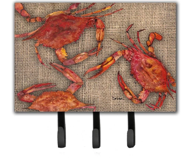 Cooked Crabs on Faux Burlap Leash Key Jewelry Potholder Holder 8742TH68-S