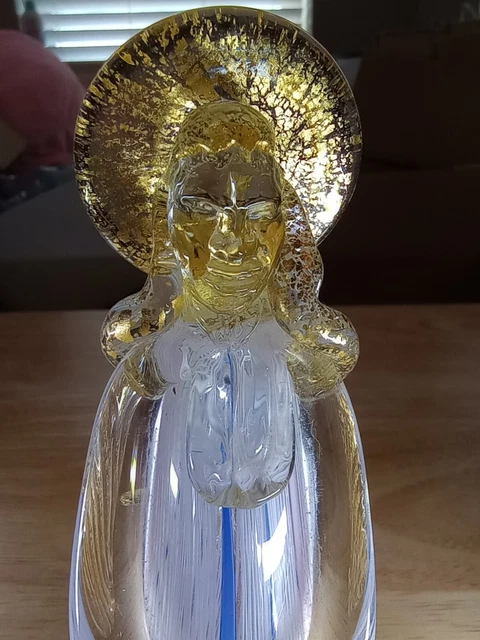 VINTAGE MURANO Glass Angel Blue Pink White Reticello GOLD Wings Halo Hair