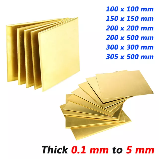 Thick 0.1mm-5mm Solid Brass Sheets Plate 100x100mm 150x150mm 200x200mm 300x300mm