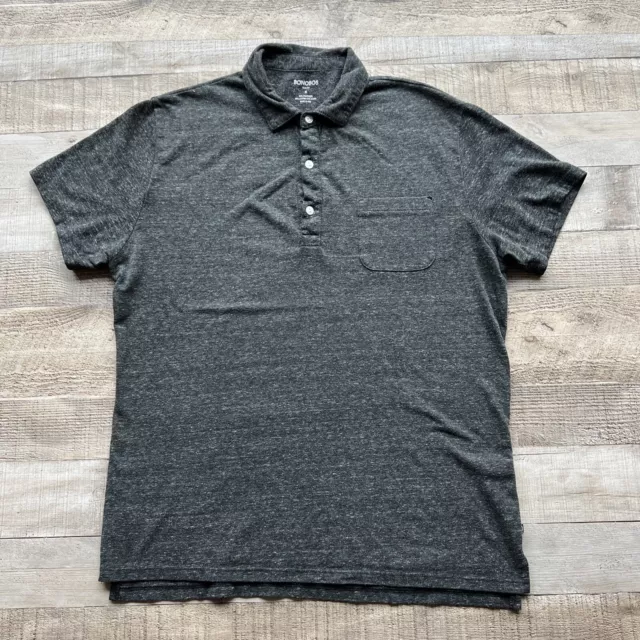 Bonobos Pique Polo Shirt Mens Medium Gray Slim Fit Short Sleeve Lightweight