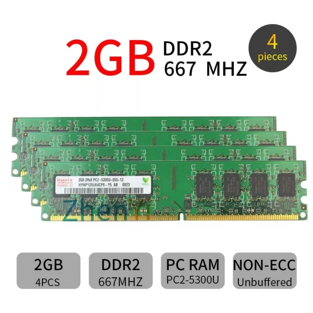 8GB 4x2GB PC2-5300U DDR2-667MHz 240pin DIMM Intel RAM Arbeitsspeicher Für Hynix