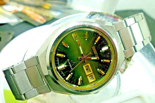 MENS 37MM ORIENT CHRONO ACE 23j Green H429-27160 Original SS 7