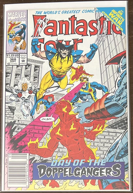 Fantastic Four #368 NM- 9.2 NEWSSTAND INFINITY WAR CROSSOVER MARVEL COMICS 1992