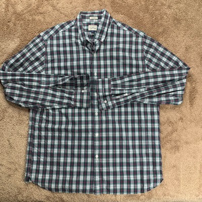 J. Crew Button Up Shirt Adult Large Blue Red Long Sleeve Casual Mens 1751