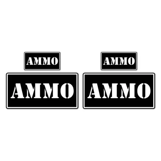 Ammo Box Set Black & White, Vinyl Decal Sticker, 2@ 1"x2" & 2@ 2"x4", #8459