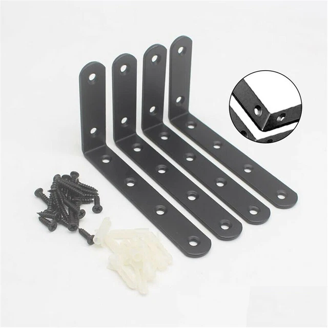 4Pcs Heavy Duty Cast Iron Wall Mounted L Shaped Angle Shelf Bracket Support Set 6