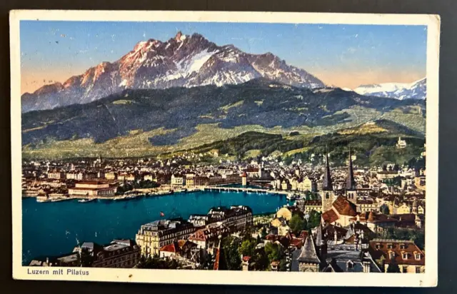 Vintage Postcard Luzern Mit Pilatus Mountain  Lucerne Switzerland 1939