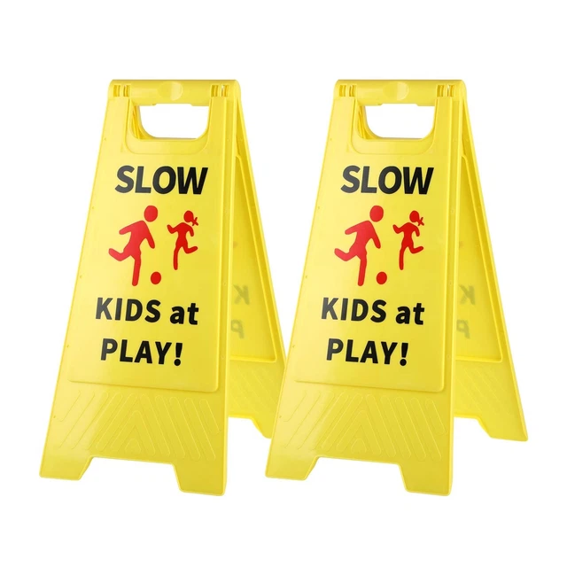 Slow Kids at Play Sign, Children at Play Safety Signs with Double-Sided Text ...