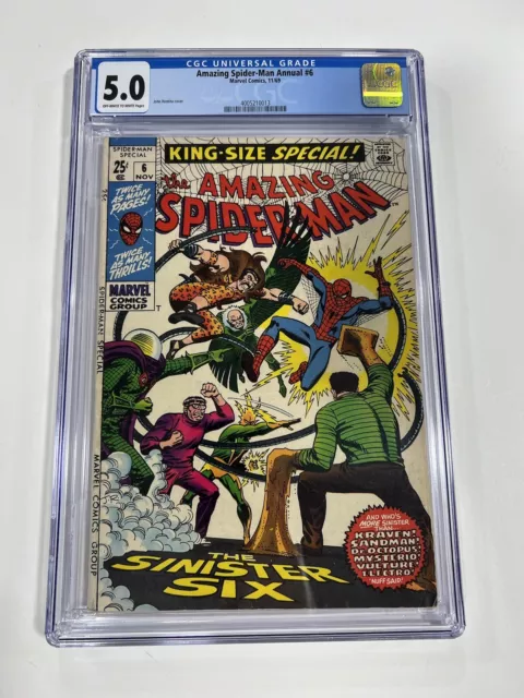 Amazing Spider-man Annual 6 CGC 5.0 ow/w pages Sinister Six Marvel 1969