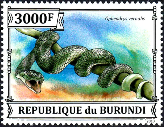 Burundi postfrisch MNH Schlange Reptil Natter Glatte Grasnatter Grasschlange
