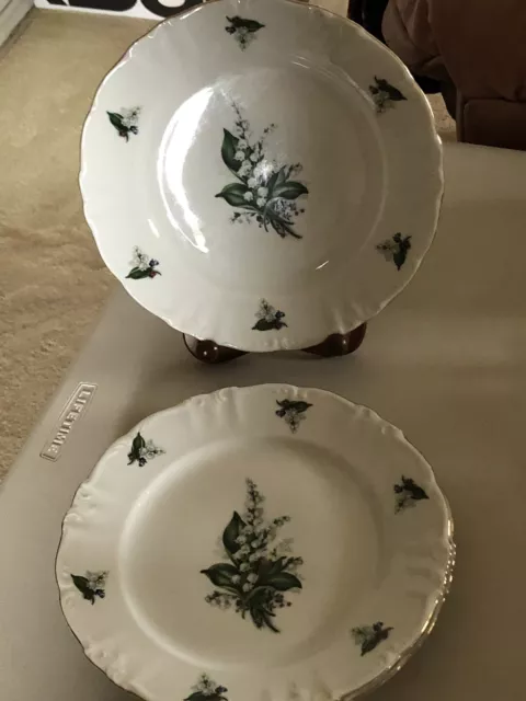 3 Vtg Winterling Bavaria Germany Porcelain Lily Of The Valley Dinner Plates 10”