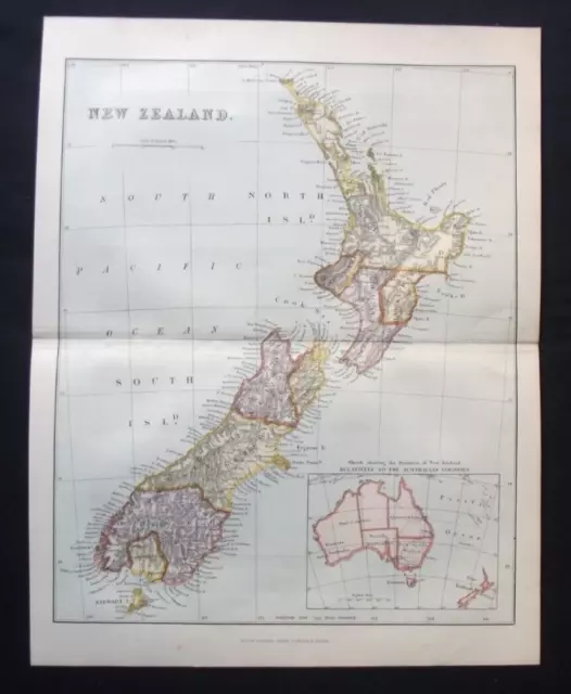 Antique Map: New Zealand, The National Encyclopedia, 1880