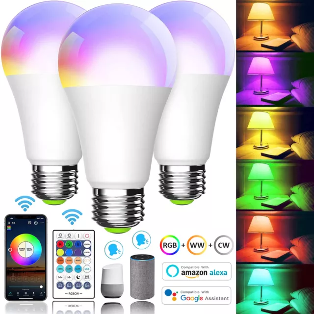 LED Smart Leuchtmittel WiFi Lampe dimmbar RGB CCT Birne E27 Alexa Google 10W