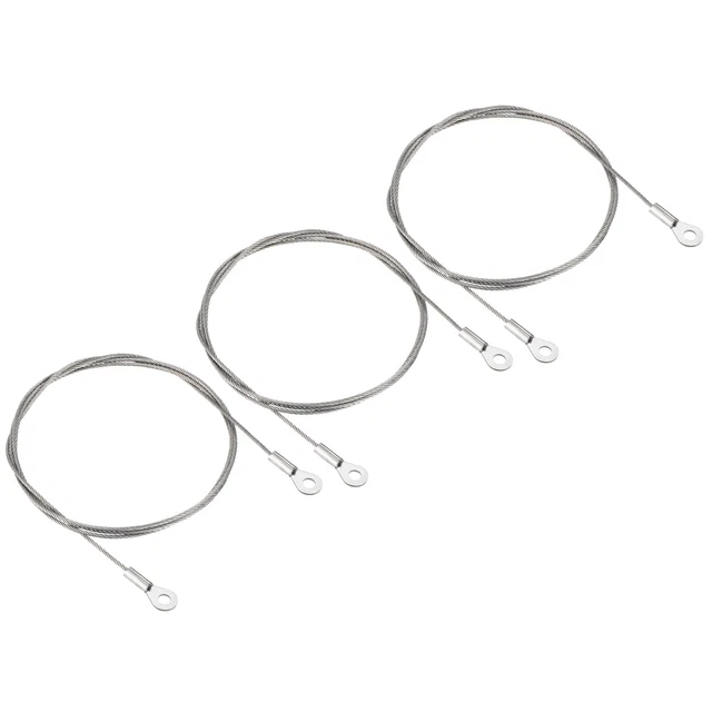 3Pcs 1.5mmx1m Steel Security Cable 4mm ID Eyelets Ended Safety Wire Rope