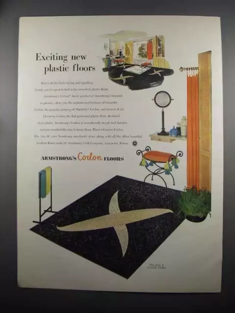 1953 Armstrong Granette Corlon Floor Ad - Exciting