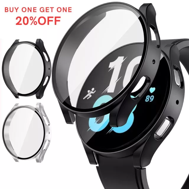 For Samsung Galaxy Watch 6 5 4 Screen Protector Tempered Glass PC Case Cover