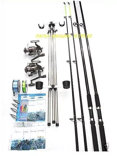 Sea Fishing Kit Set  12ft 2 Rod 2 Reel Tripod Tackle Beachcasters