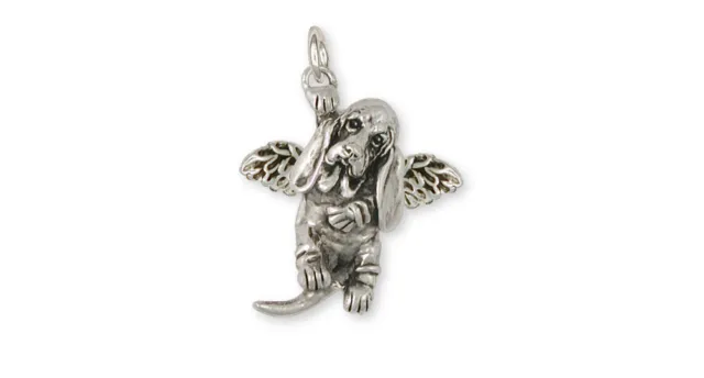 Basset Hound Angel Charm Jewelry Sterling Silver Handmade Dog Charm BAS8-AC