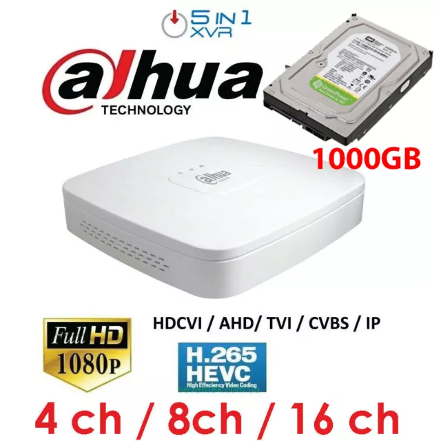 XVR DVR IBRIDO CLOUD DAHUA FULL HD 5in1 AHD CVI TVI CVBS IP 4 8CH HARD DISK 1 TB