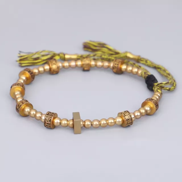 Tibetan Buddhism Alloy Retro Bracelet Six-Character Mantra Amulet Bead Bracelet