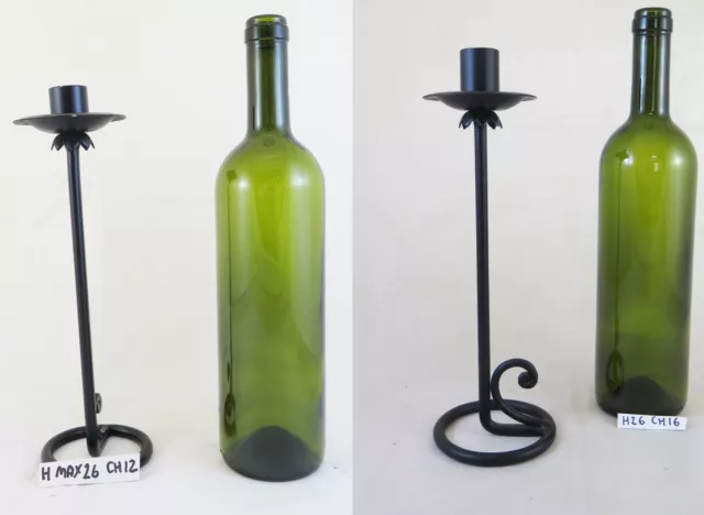 Two Old Candlesticks Wrought Iron Forged by Hand Lies Candle CH12 CH16