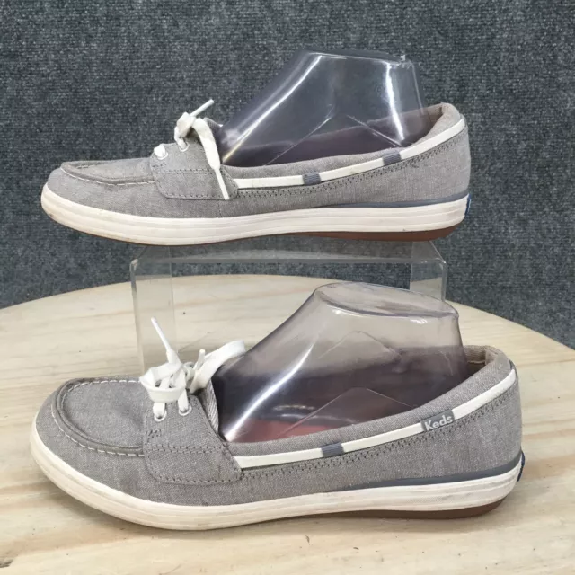 Keds Boat Shoes Womens 9 Glimmer Flats Slip On WF57106 Gray Fabric Moc Toe