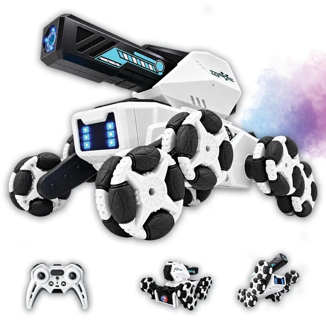 Small Robot Car Design RC STUNT ROBOT Car White 8-Wheel Mecha Design 360° Drift Spins LED ...