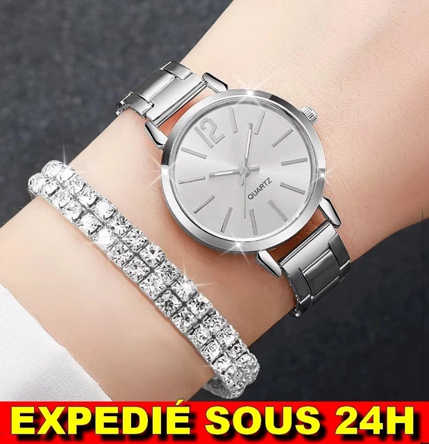 Montre-Bijou Femme MELODY En Acier Doré à Cristaux - Mouvement Quartz, Occasion TB