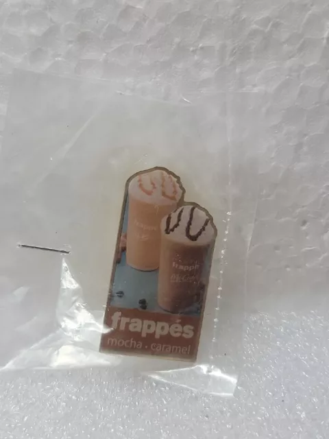 McDonalds McCafe Frappes Enamel Lapel Pin Mocha Caramel Clutch Back NIP