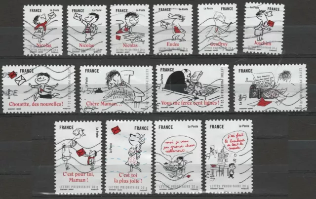 France 3710-23 "Le Petit Nicolas" Characters (14 USED Stamps  of 2009)