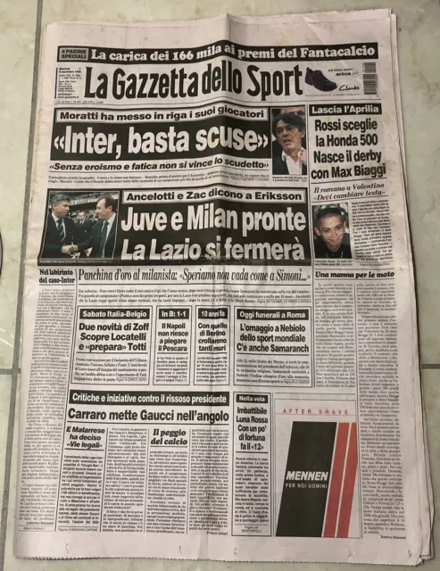 GAZZETTA DELLO SPORT 9 Novembre 1999 Inter Basta Scuse Rossi Sceglie La Honda
